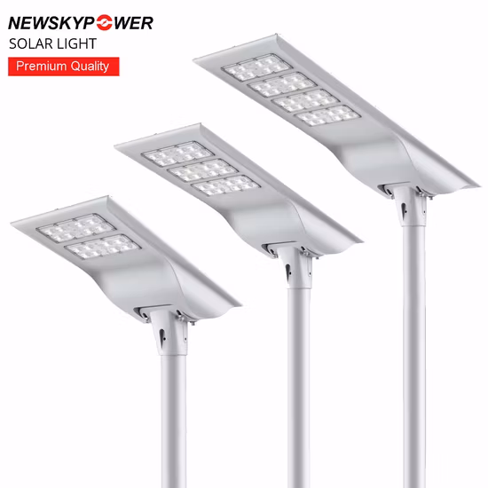 Nuovo lampione stradale solare moderno impermeabile integrato in alluminio LED All-in-One ad alto lume 30W 40W 60W 80W 100W